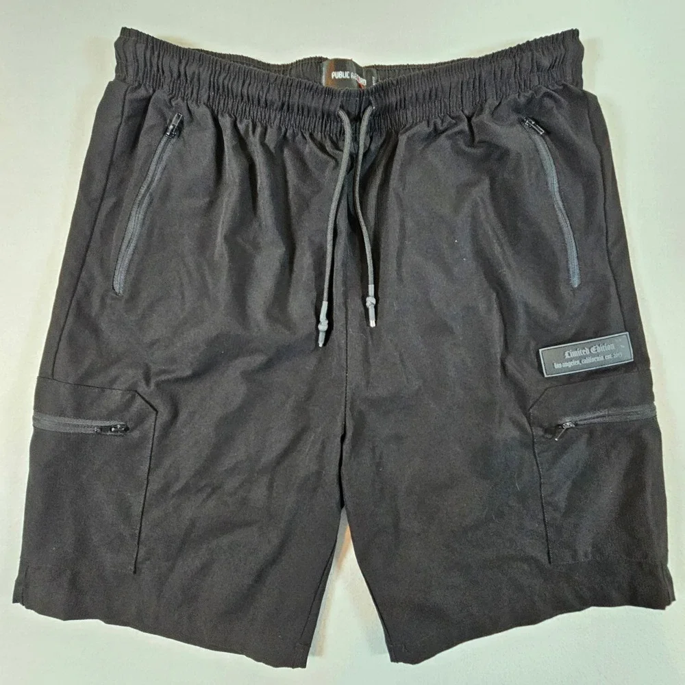 Public Record Cargo Shorts Mens Large Black Daniele Limited Edition Patch